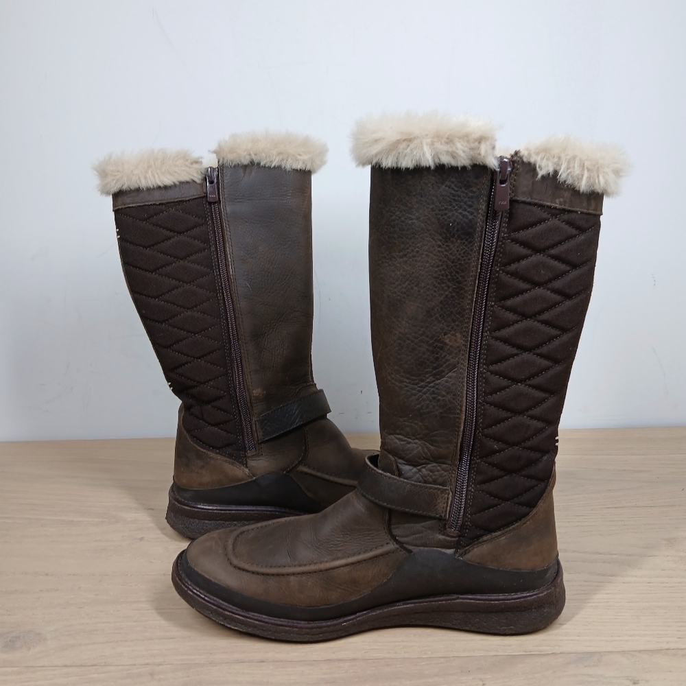 Merrell Boots Women 7.5 Brown Leather Tall Faux Fur Warm Winter Insulated 1293 - Picture 12 of 14